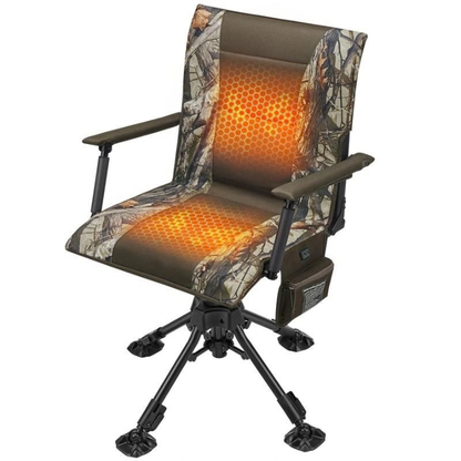 Heated Swivel Hunting Chair with Adjustable Height and Armrests