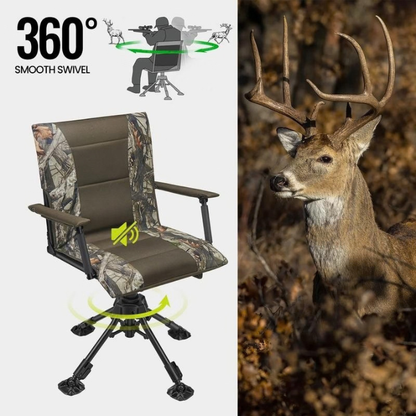 Heated Swivel Hunting Chair with Adjustable Height and Armrests