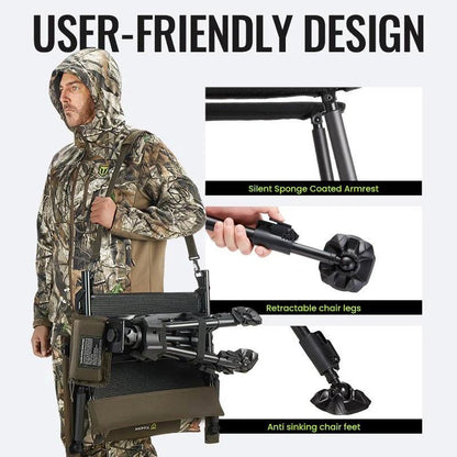 Heated Swivel Hunting Chair with Adjustable Height and Armrests