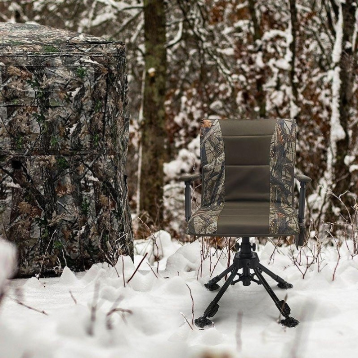 Heated Swivel Hunting Chair with Adjustable Height and Armrests