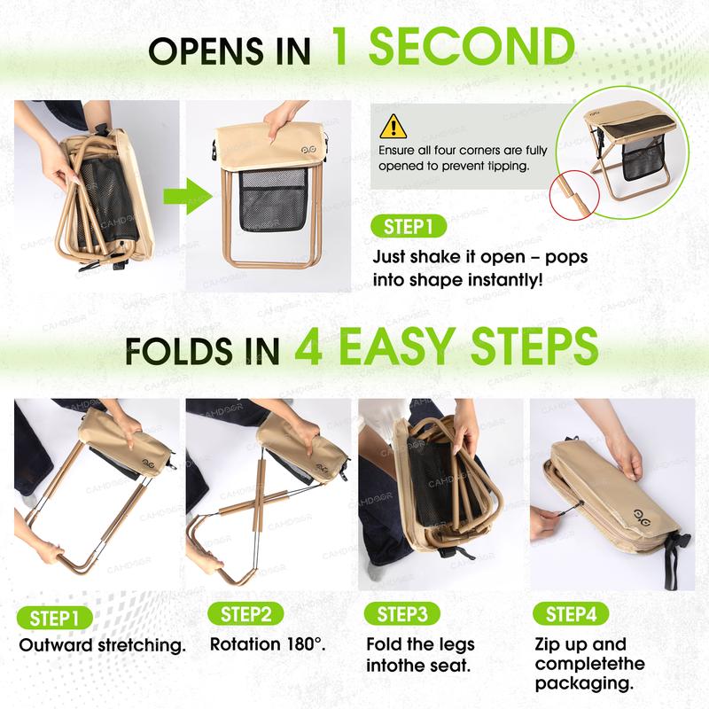 Portable Folding Backpack Camping Chair with Shoulder Strap